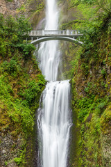 Famous Multnomah falls in Columbia river gorge, Oregon