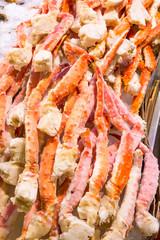 Frozen king crab legs in Pike place market