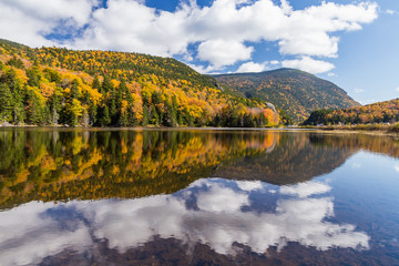 Colorful Autumn landscape and reflection in New Hampshire