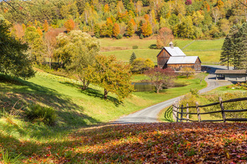 Old barn in beautiful Vermont autumn landscape