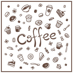 coffee doodles set