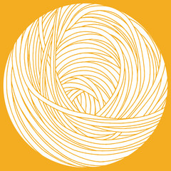 Long strands of pasta in the circle. Round noodle illustration. Abstract hand drawn vector background