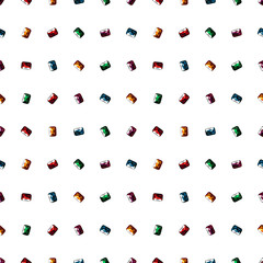 Seamless vector pattern. Symmetrical background with little colorful gems on the white backdrop