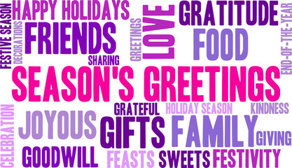 Obraz premium Season's Greetings word cloud on a white background. 