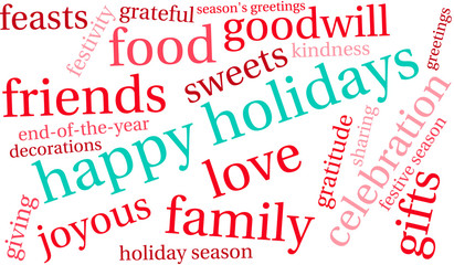Fototapeta premium Happy Holidays word cloud on a white background. 