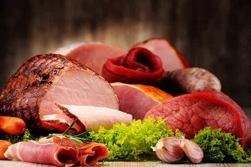 Photo sur Plexiglas Viande Produits à base de viande, y compris jambon et saucisses