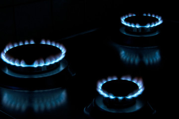 gas stove with blue fire