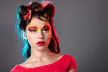 portrait of a girl with creative make-up.