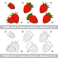 Visual game. Find hidden couple of Strawberry
