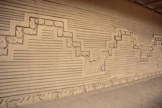 Detail of the Chan Chan walls in Trujillo, Peru.