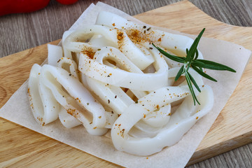 Raw squid rings