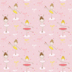 Cute Balerina Background - Seamless Pattern © wooster
