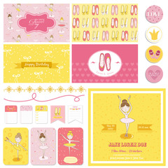 Scrapbook Design Elements - Cute Balerina Set - for baby shower © wooster