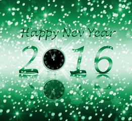 Fototapeta premium greeting card happy new year 2016 on a green background