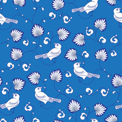 Hand drawn chinese porcelain seamless pattern