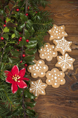 christmas background with gingerbread cookies
