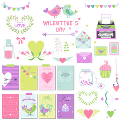 Cute Valentine's Day and Love Set - for design, scrapbooking
