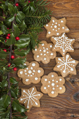 Obraz na płótnie Canvas christmas background with gingerbread cookies