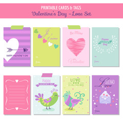 Cute Valentine's Day and Love Set - Set of Tags and Labels