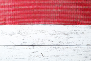 Napkin on white wooden background