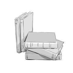 sketch of a stack  books