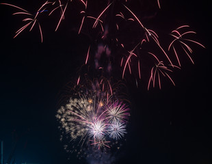 Firework streaks in the night sky 