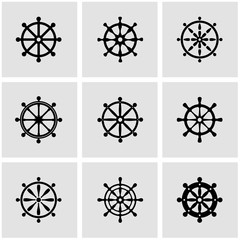 Vector black rudder icon set. Rudder Icon Object, Rudder Icon Picture, Rudder Icon Image - stock vector © skarin