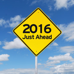 New year 2016 just ahead road sign