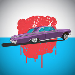 Vintage low rider logo, badge, sign, emblems, sticers and elements design. Pop art classic and retro old car - 98023547
