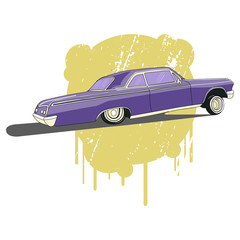 Vintage low rider logo, badge, sign, emblems, sticers and elements design. Pop art classic and retro old car - 98023586