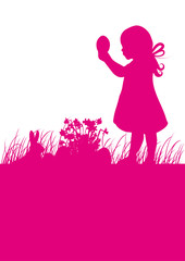 Osterhase Ostereier Kind Wiese Narzissen