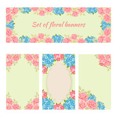 Romantic labels with flower, floral banner