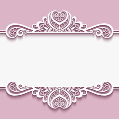 Cutout paper frame with lace border ornament