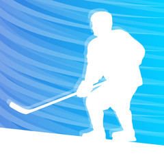 Hockey player silhouette vector background colorful concept