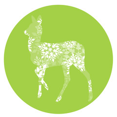 Doe young deer made of snowflakes winter concept abstract Happy