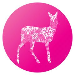 Doe young deer made of snowflakes winter concept abstract Happy