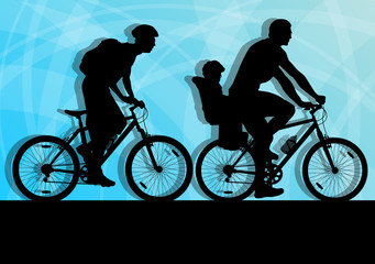 Fototapeta na wymiar Cycling cyclist bike family silhouette athlete vector background