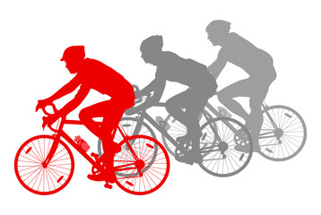 Fototapeta na wymiar Cycling cyclist bike silhouette group athletes vector background
