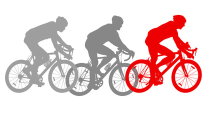 Obraz premium Cycling cyclist bike silhouette group athletes vector background