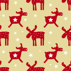 Christmas reindeer seamless pattern