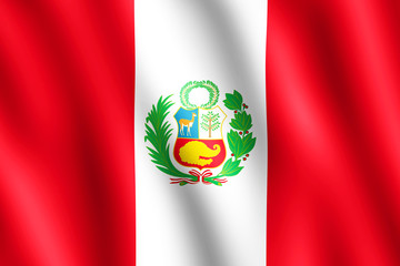 Fototapeta premium Flag of Peru waving in the wind