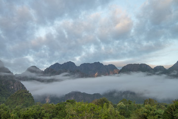 Stunning landscape  Mountain view at Vang Vieng Laos.