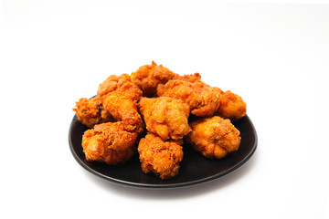 Fried chicken on white background