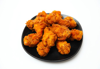 Fried chicken on white background