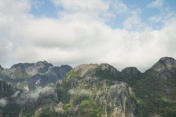 Fototapeta premium Stunning landscape Mountain view at Vang Vieng Laos.