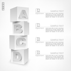 ABC blocks business infographic on white, vector illustration