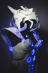 Blue LED lights armor made with plastics and lightweight materia