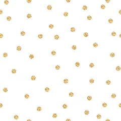 Fotobehang Polka dot Gouden glans glitter polka dot naadloos patroon. Vector folie abstracte cirkels textuur. Sparkle ballen achtergrond.