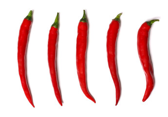 red chili peppers isolated on white background