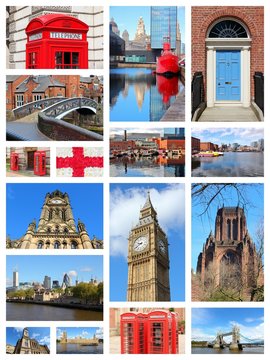 UK landmarks - travel photos collage